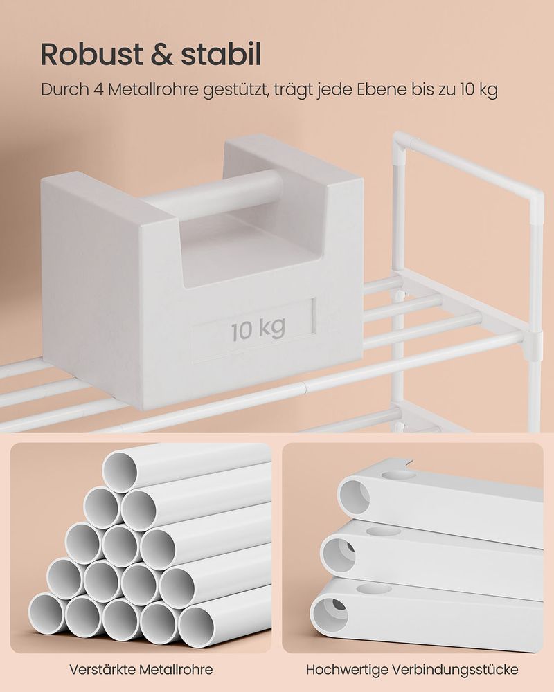 Songmics Μεταλλική Παπουτσοθήκη με 3 Ράφια - White - LSA303W03