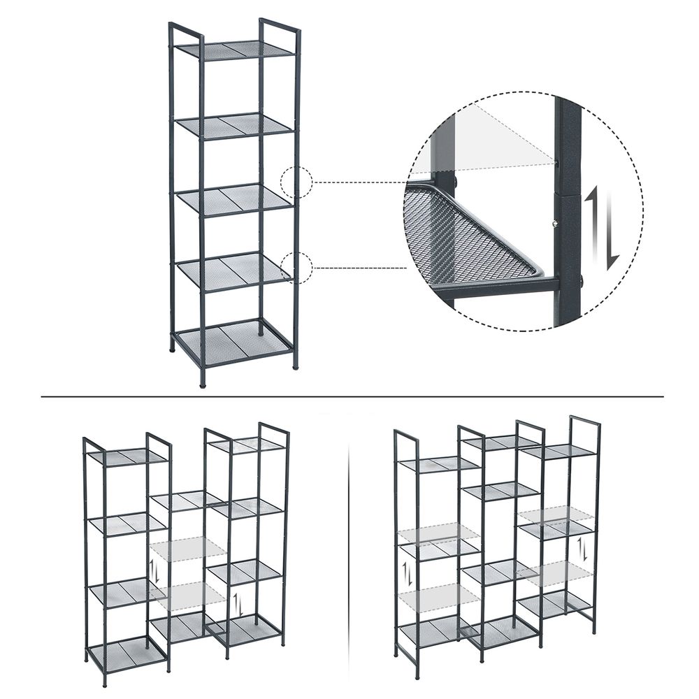 Songmics Μεταλλική Ραφιέρα 5 Επιπέδων - 38 x 30 x 128 cm - Black - BSC35BK