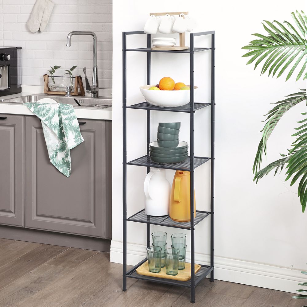 Songmics Μεταλλική Ραφιέρα 5 Επιπέδων - 38 x 30 x 128 cm - Black - BSC35BK