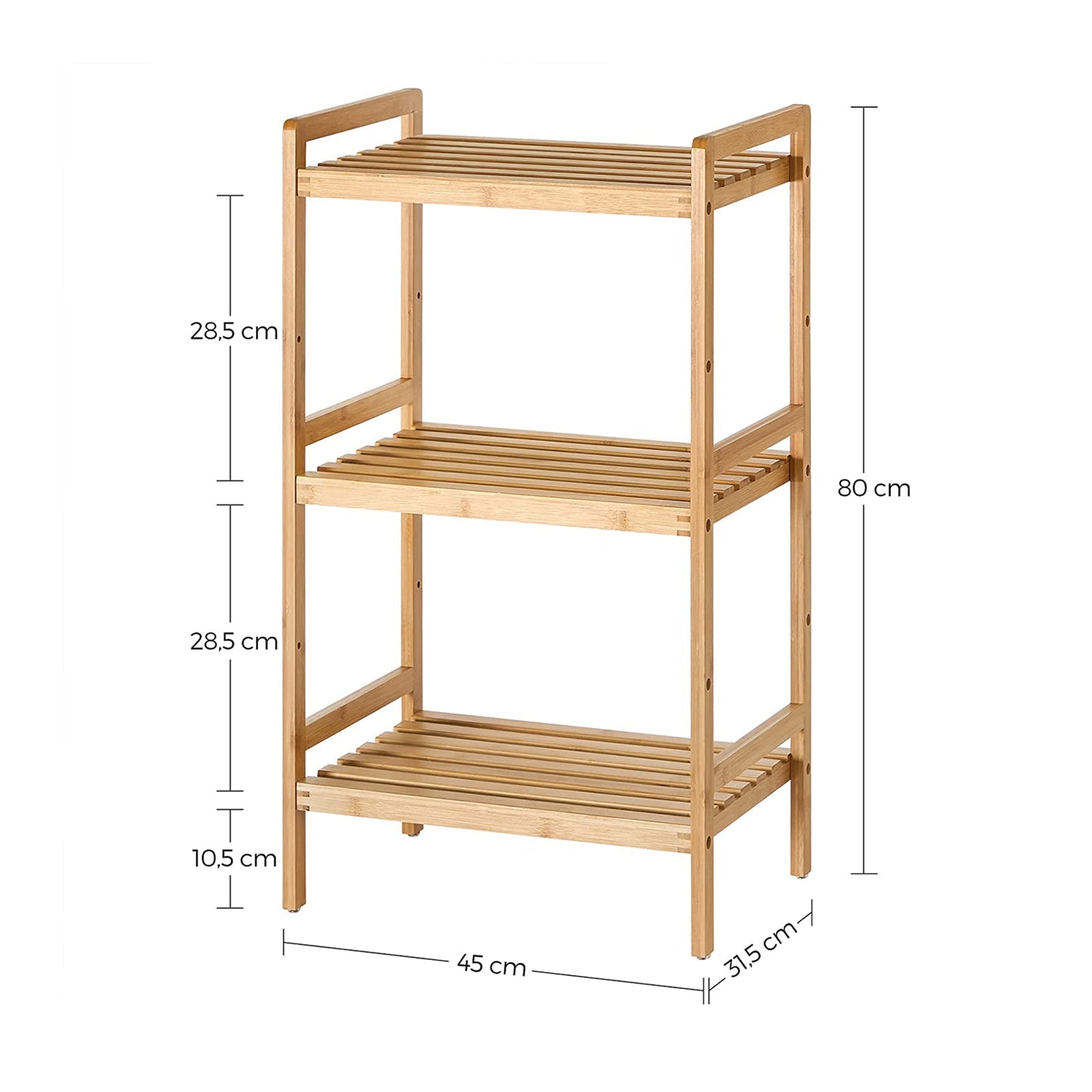 Songmics Μπαμπού Ραφιέρα 3 Επιπέδων - 45 x 31.5 x 80 cm - Natural - BCB073N01V1