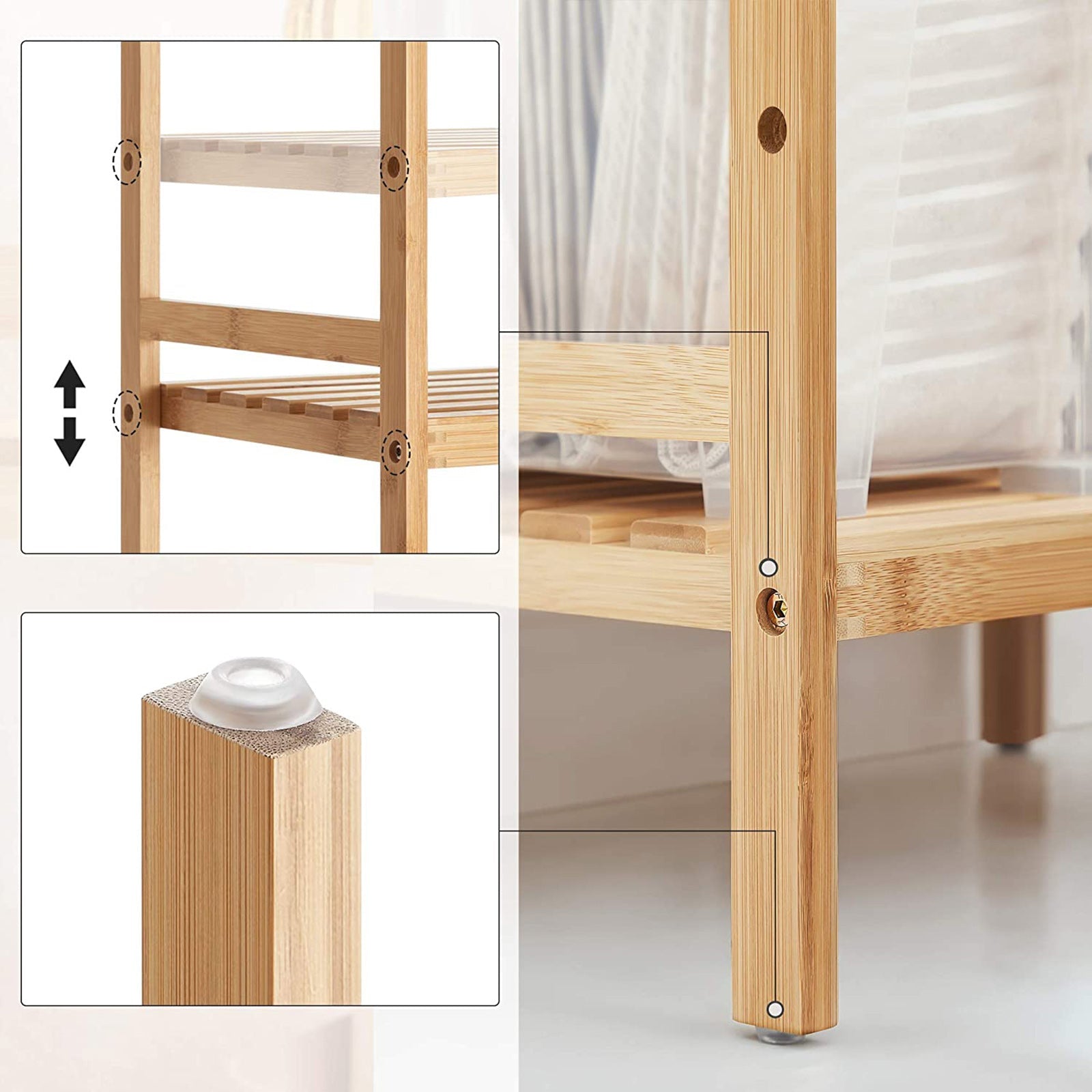 Songmics Μπαμπού Ραφιέρα 3 Επιπέδων - 45 x 31.5 x 80 cm - Natural - BCB073N01V1