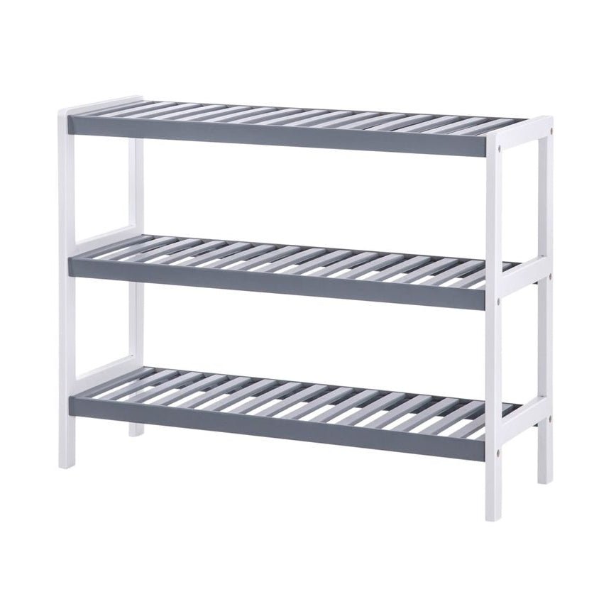 Songmics Παπουτσοθήκη με 3 Ράφια από Μπαμπού - 70 x 55 x 26 cm - Grey / White - LBS03WG