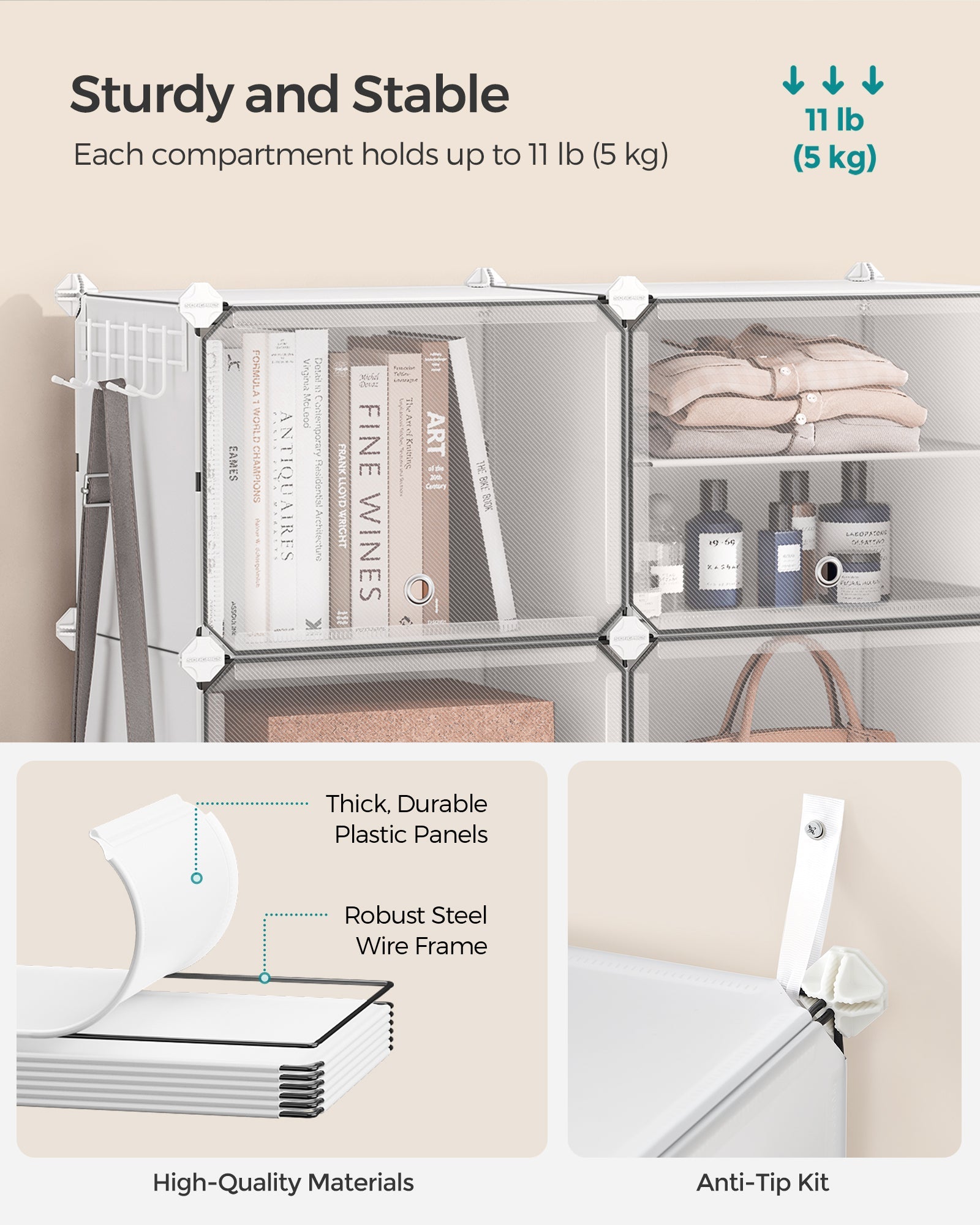 Songmics Πλαστική Παπουτσοθήκη 12 Επιπέδων - White - LPC040WZ02
