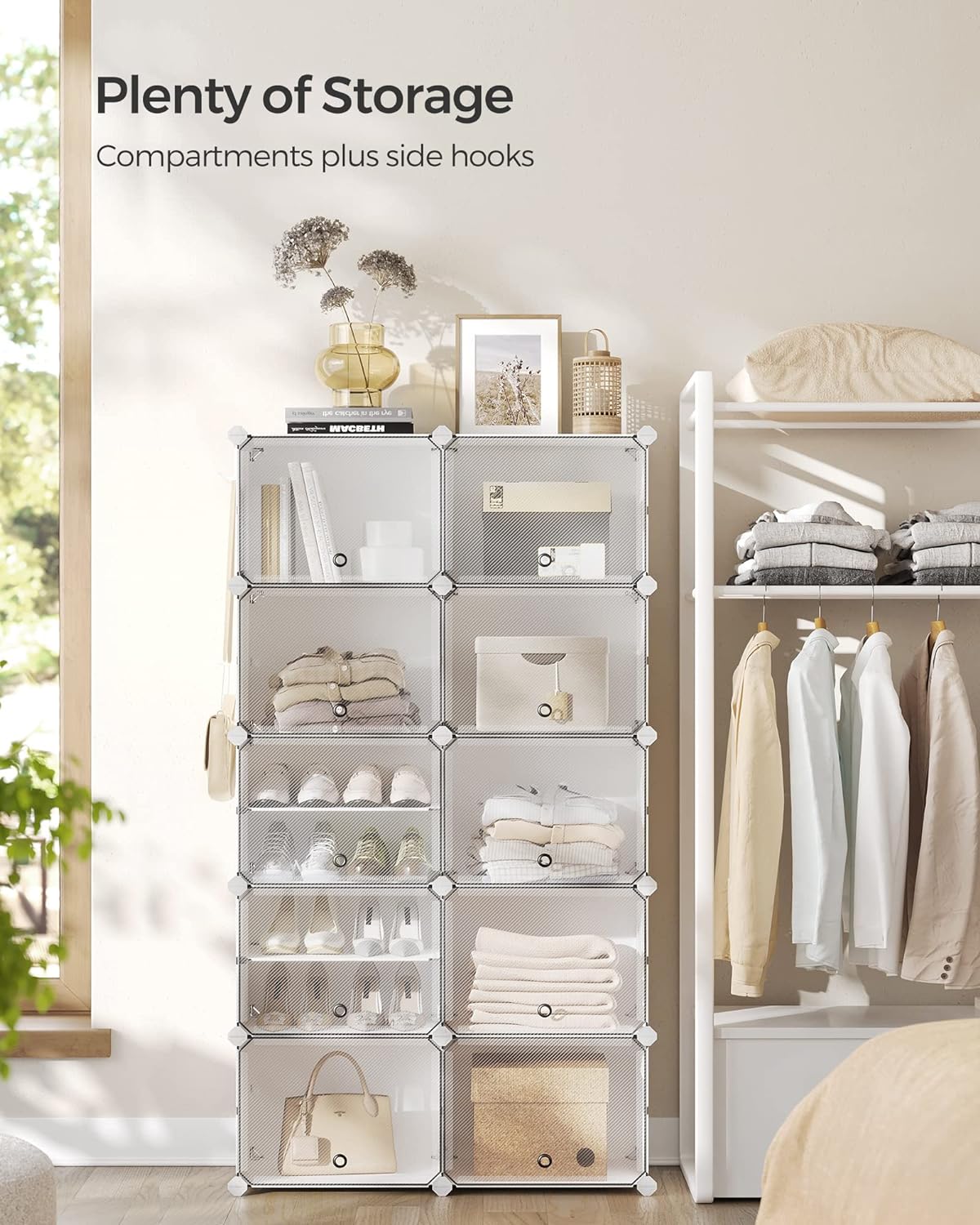 Songmics Πλαστική Παπουτσοθήκη με 10 Ράφια - White - LPC035WZ02