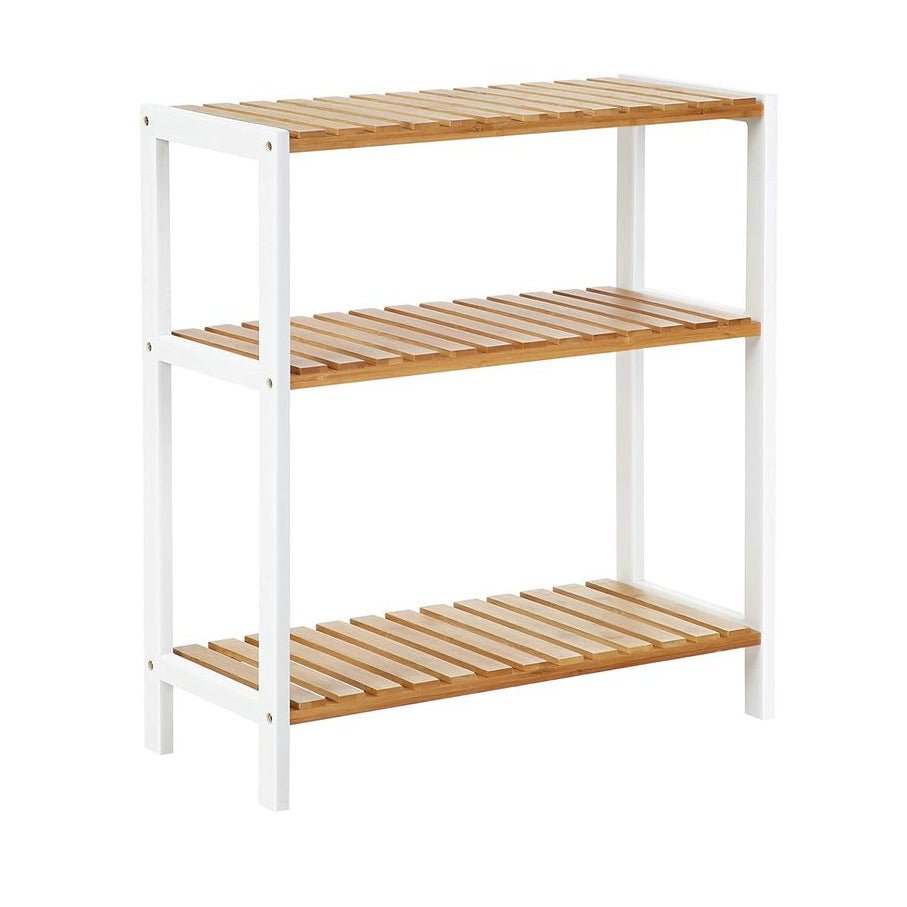Songmics Ραφιέρα Μπαμπού 3 Επιπέδων - 60 x 26 x 66 cm - ‎Natural / White - BCB33WN