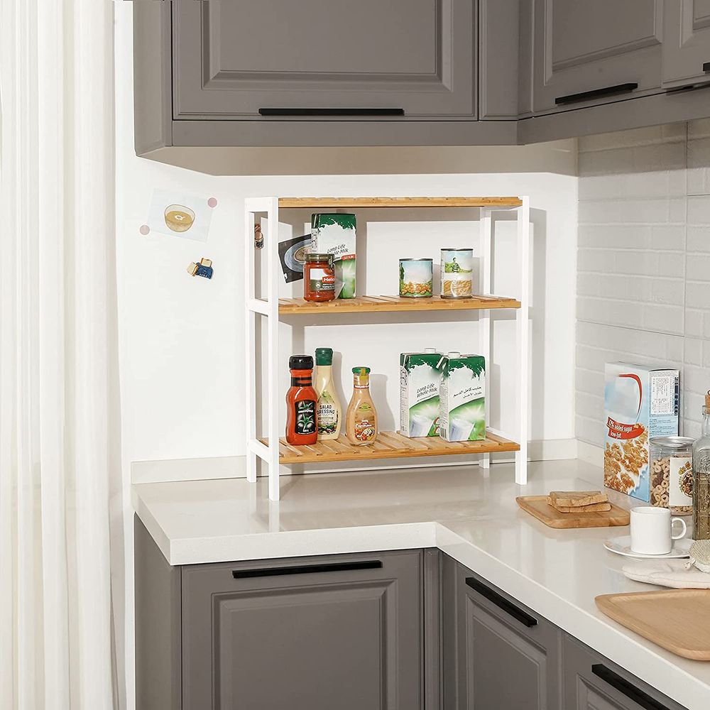 Songmics Ραφιέρα Μπαμπού 3 Επιπέδων - 60 x 26 x 66 cm - ‎Natural / White - BCB33WN