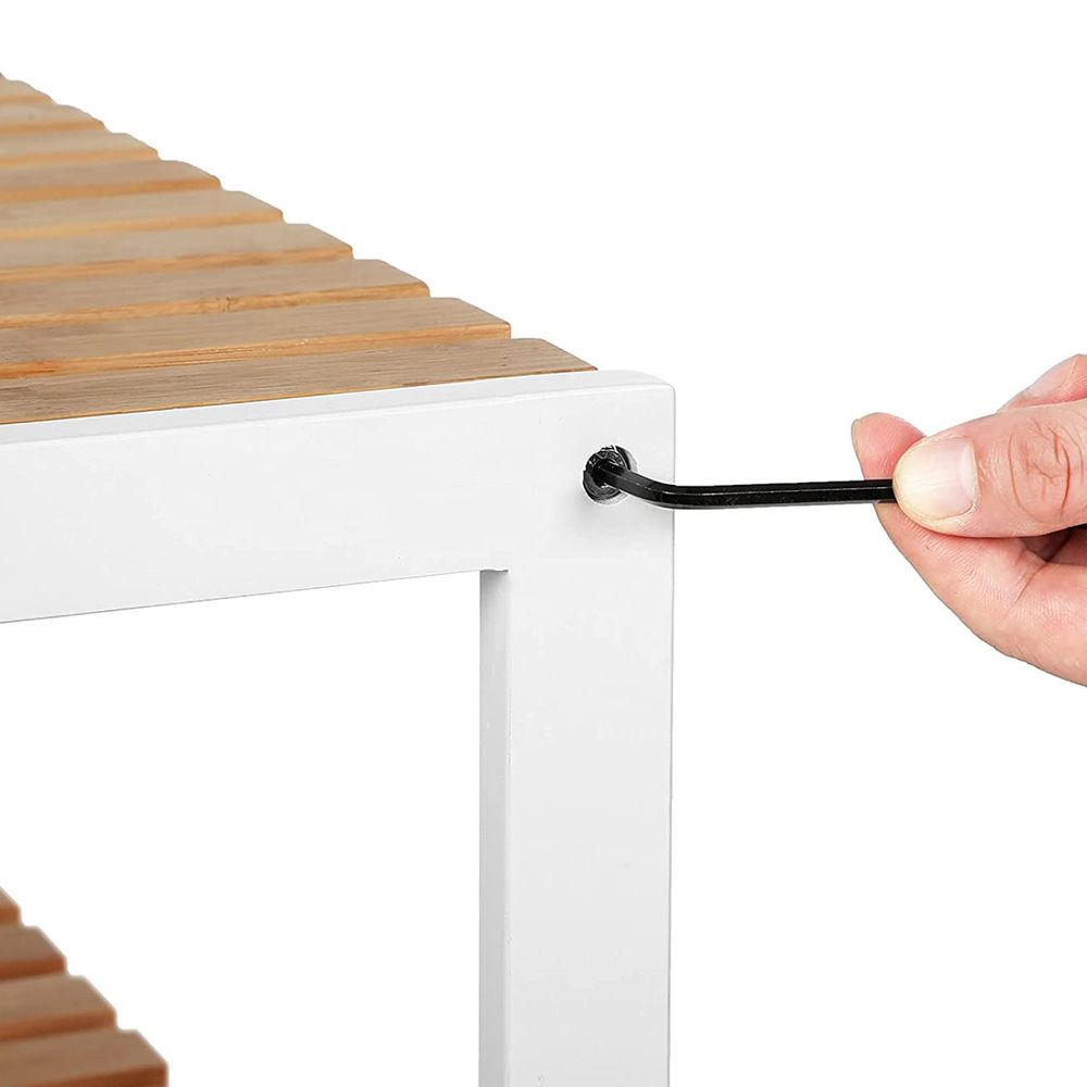 Songmics Ραφιέρα Μπαμπού 3 Επιπέδων - 60 x 26 x 66 cm - ‎Natural / White - BCB33WN