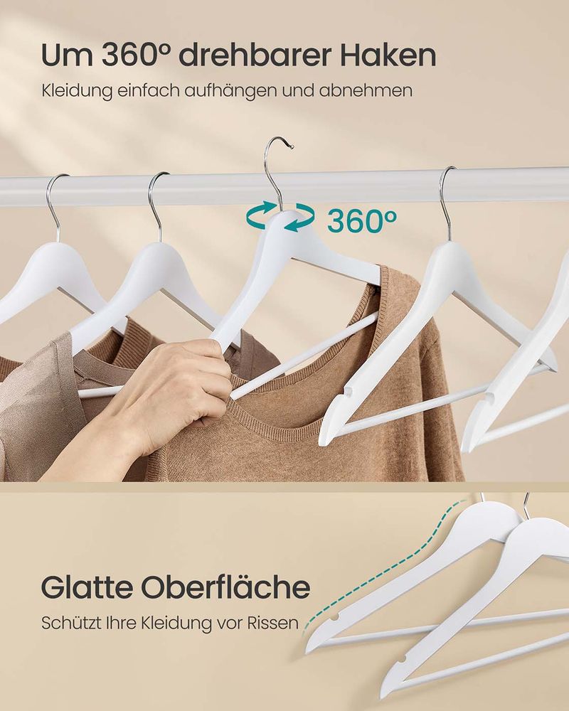 Songmics Σετ με 30 Ξύλινες Κρεμάστρες Ρούχων - Cloud White - CRW030W02