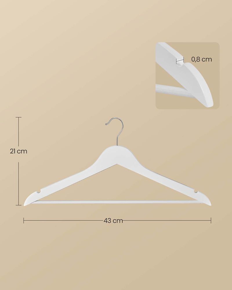 Songmics Σετ με 30 Ξύλινες Κρεμάστρες Ρούχων - Cloud White - CRW030W02