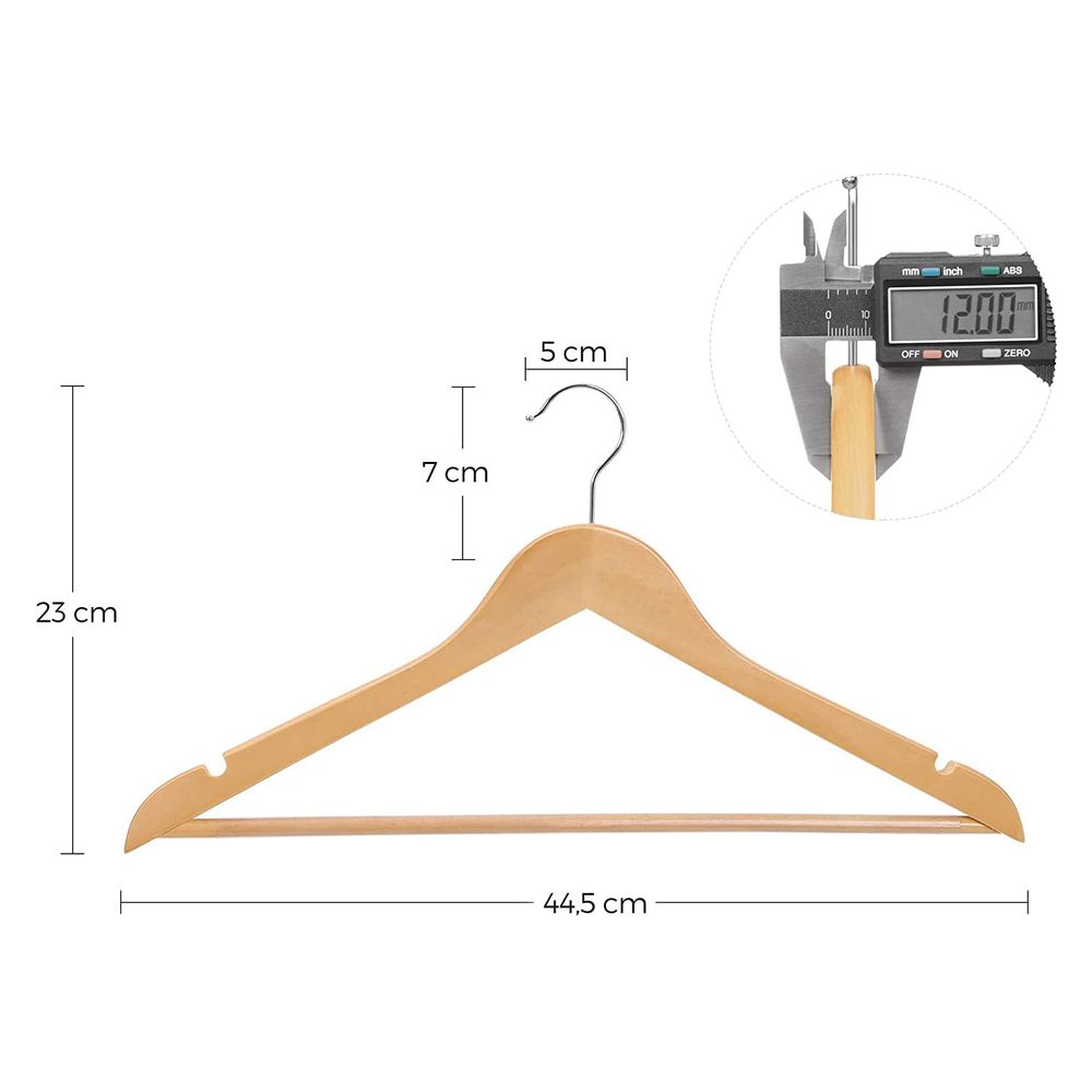Songmics Σετ με 30 Ξύλινες Κρεμάστρες Ρούχων - Natural - CRW031NL