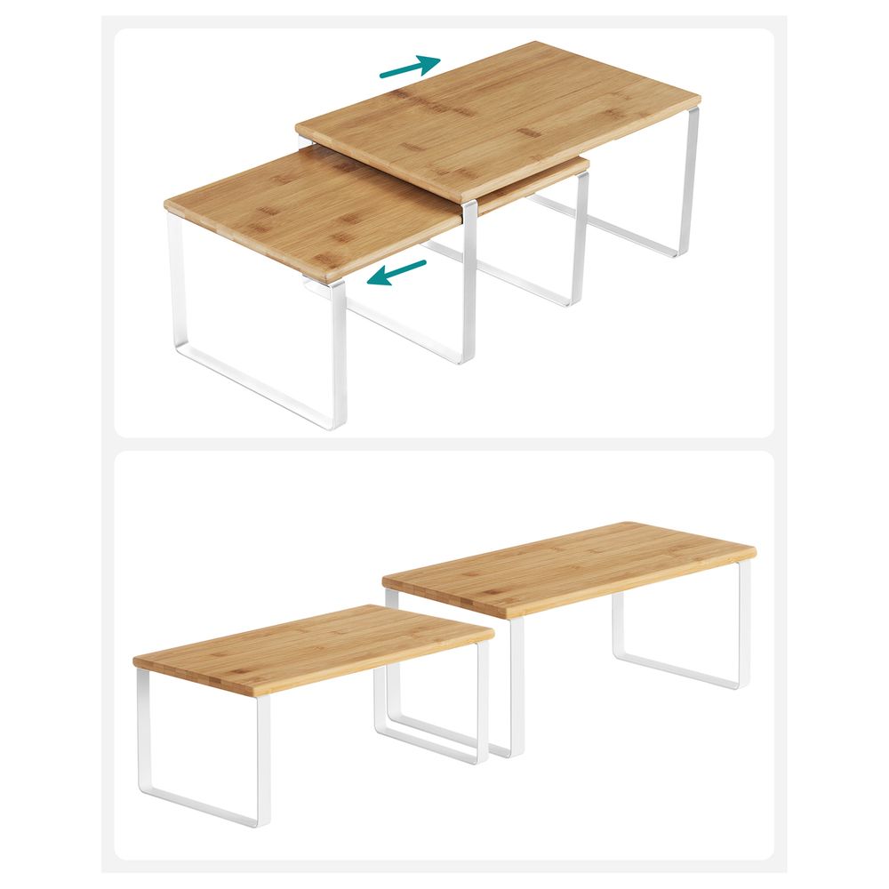 Songmics Σετ με 4 Ξύλινα Ράφια για τον Πάγκο - Cloud White / Natural Beige - KCS010N01V1