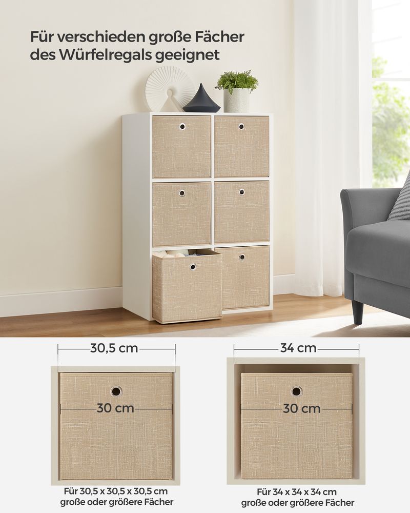 Songmics Σετ με 6 Υφασμάτινα Κουτιά Αποθήκευσης - Sand Beige - RFB006K03