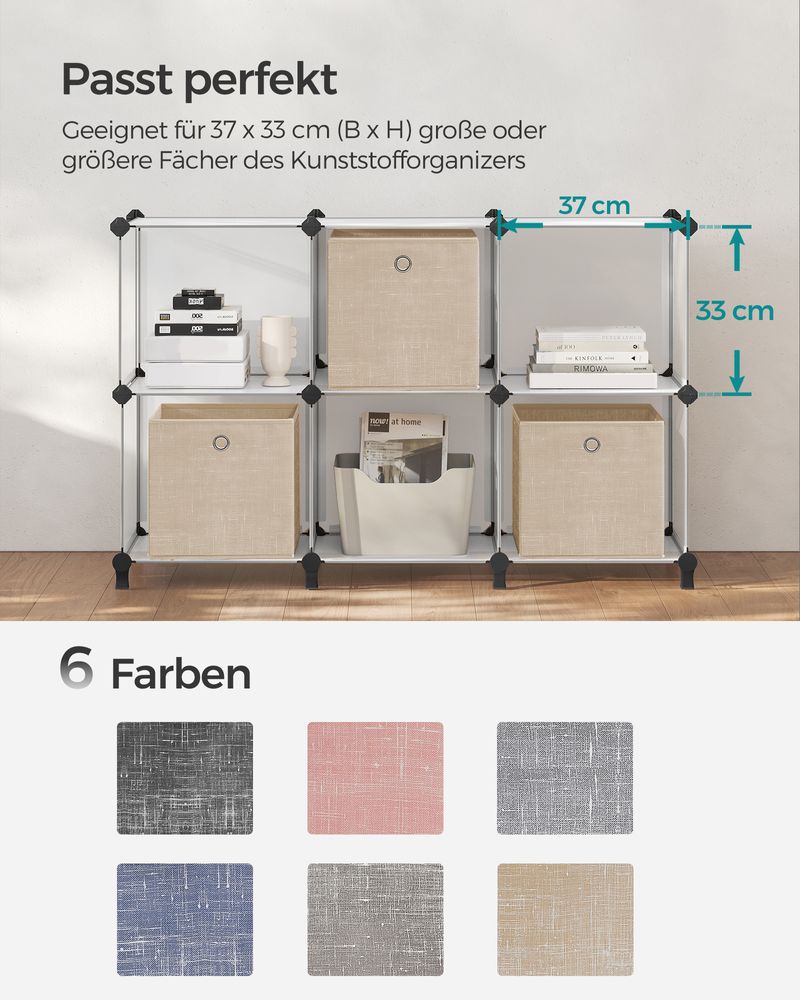 Songmics Σετ με 6 Υφασμάτινα Κουτιά Αποθήκευσης - Sand Beige - RFB006K03