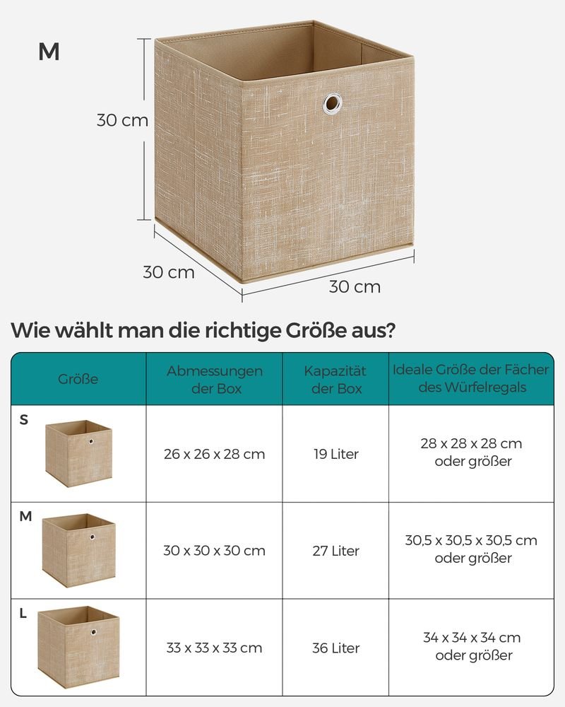 Songmics Σετ με 6 Υφασμάτινα Κουτιά Αποθήκευσης - Sand Beige - RFB006K03
