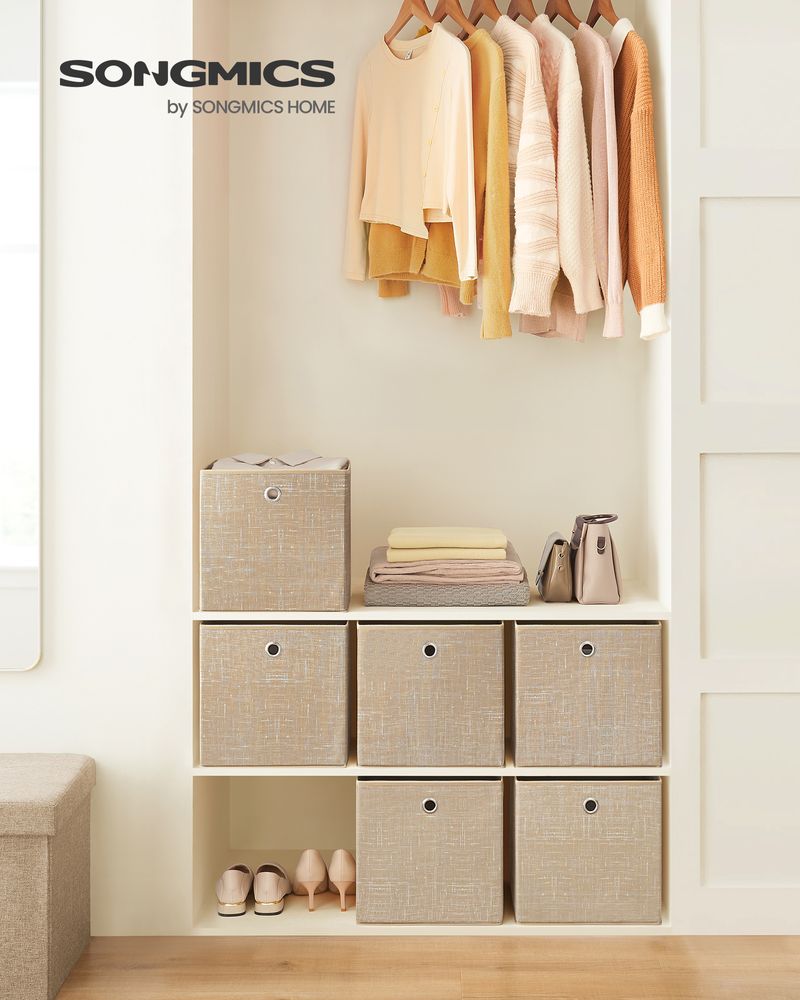 Songmics Σετ με 6 Υφασμάτινα Κουτιά Αποθήκευσης - Sand Beige - RFB006K03