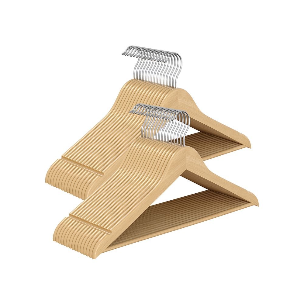Songmics Σετ με 30 Ξύλινες Κρεμάστρες Ρούχων - Natural - CRW030K01