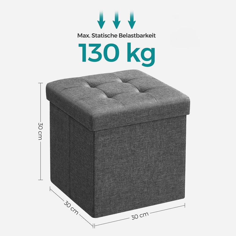 Songmics Σκαμπό με Αποθηκευτικό Χώρο - 30 x 30 cm - Dark grey - LSF028G01