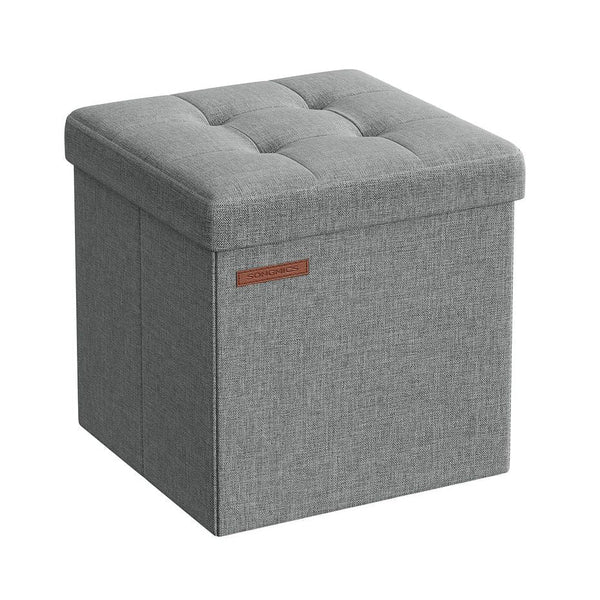 Songmics Σκαμπό με Αποθηκευτικό Χώρο - 30 x 30 cm - Light Grey - LSF028G02