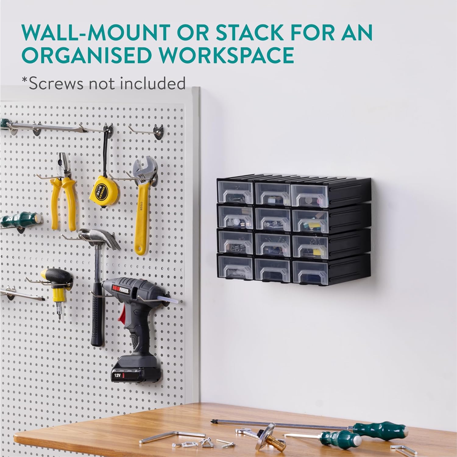 Navaris Σετ με 12 Συρτάρια Οργάνωσης - 15 x 8.6 x 4.9 cm - Black - 61952.02