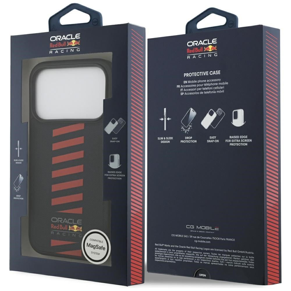 Red Bull iPhone 17 Pro - Meshed Powerbar MagSafe - Σκληρή Θήκη με Πλαίσιο Σιλικόνης και Επένδυση από Οικολογικό Δέρμα - Navy Blue - RBHMP17L24PUDSRV