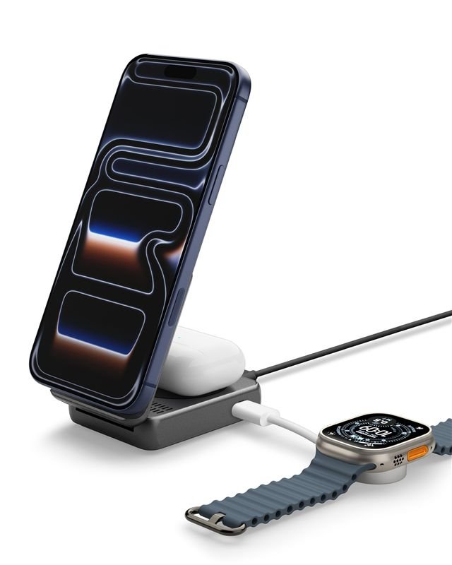 Spigen 2in1 Μαγνητικός Ασύρματος Φορτιστής MagSafe 25W Qi2.2 - ESSENTIAL EF302MOQ - Black