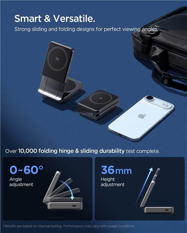 Spigen 2in1 Μαγνητικός Ασύρματος Φορτιστής MagSafe 25W Qi2.2 - ESSENTIAL EF302MOQ - Black