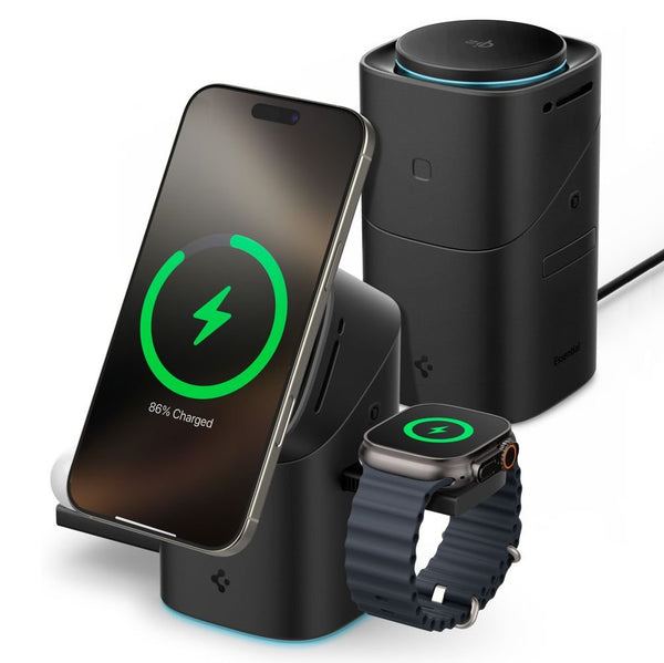 Spigen 3in1 Περιστρεφόμενος MagSafe Ασύρματος Φορτιστής 15W Qi2 - ESSENTIAL EF223MS - Black