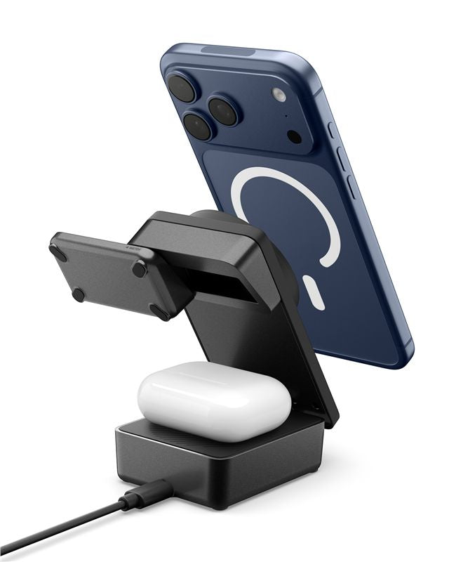 Spigen 3in1 Μαγνητικός Ασύρματος Φορτιστής MagSafe 25W Qi2.2 - ESSENTIAL EF323MQ - Black