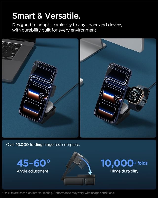 Spigen 3in1 Μαγνητικός Ασύρματος Φορτιστής MagSafe 25W Qi2.2 - ESSENTIAL EF323MQ - Black