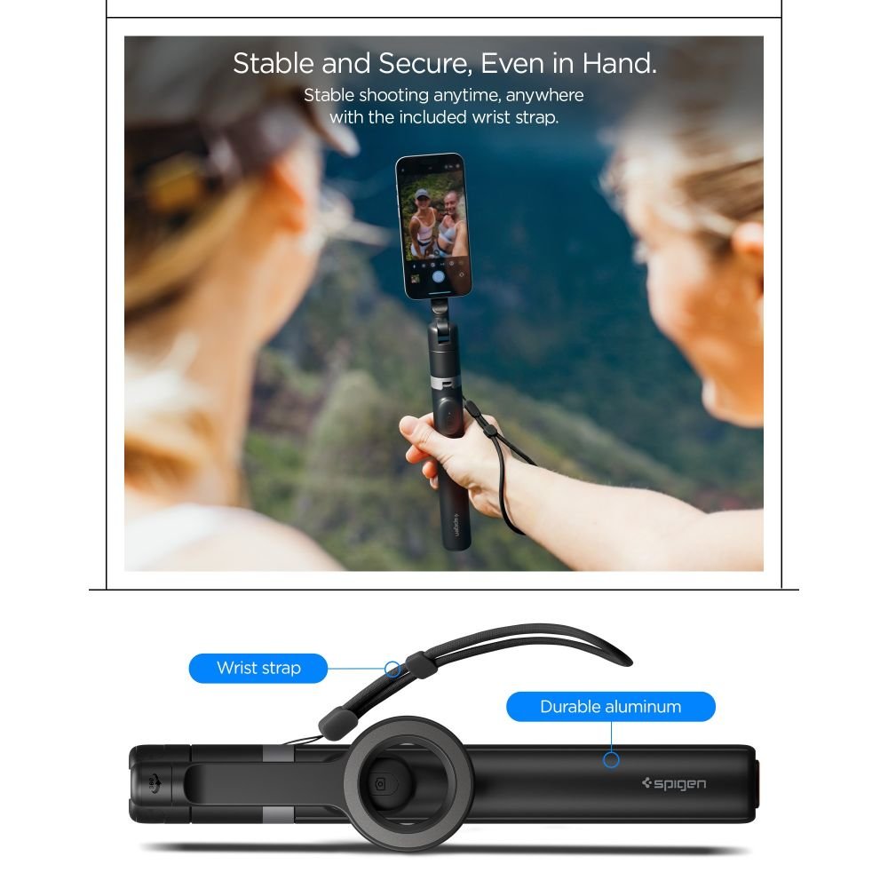 Spigen Ασύρματο MagSafe Selfie Stick με Τρίποδο και Bluetooth Τηλεχειριστήριο - S582W - Black