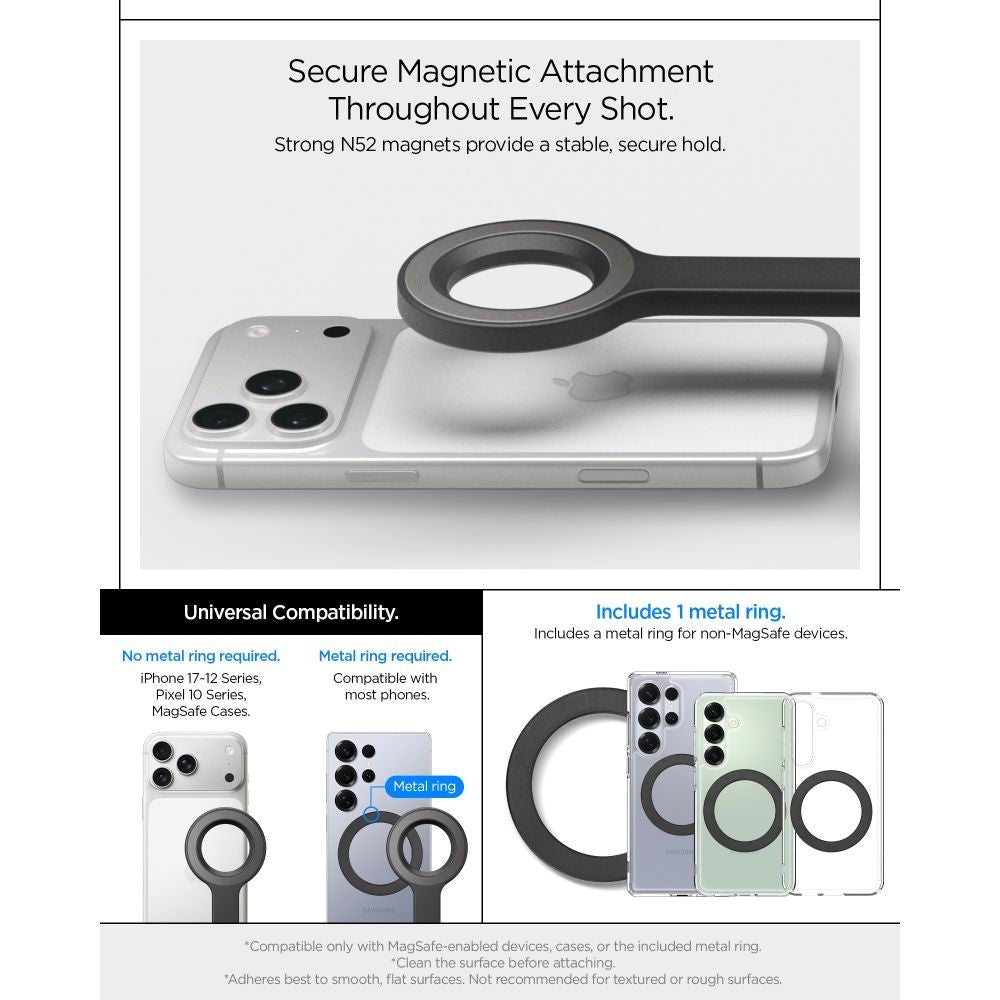 Spigen Ασύρματο MagSafe Selfie Stick με Τρίποδο και Bluetooth Τηλεχειριστήριο - S582W - Black