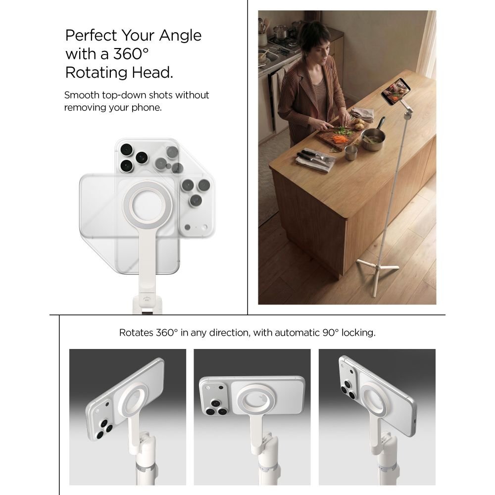 Spigen Ασύρματο MagSafe Selfie Stick με Τρίποδο και Bluetooth Τηλεχειριστήριο - S582W - Dune Beige
