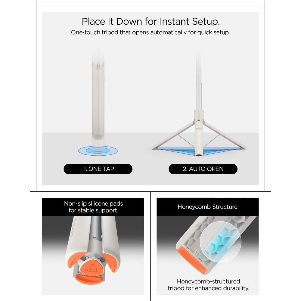 Spigen Ασύρματο MagSafe Selfie Stick με Τρίποδο και Bluetooth Τηλεχειριστήριο - S582W - Dune Beige