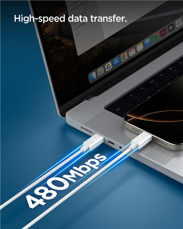 Spigen EB6010CC Essential - Καλώδιο Γρήγορης Φόρτισης 60W Type C to Type C - 100 cm - White