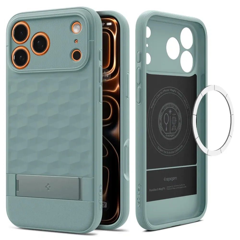 Spigen iPhone 17 Pro Max - Parallax S Mag - Θήκη Σιλικόνης με Σκληρό Πλαίσιο και MagSafe - Sage Green