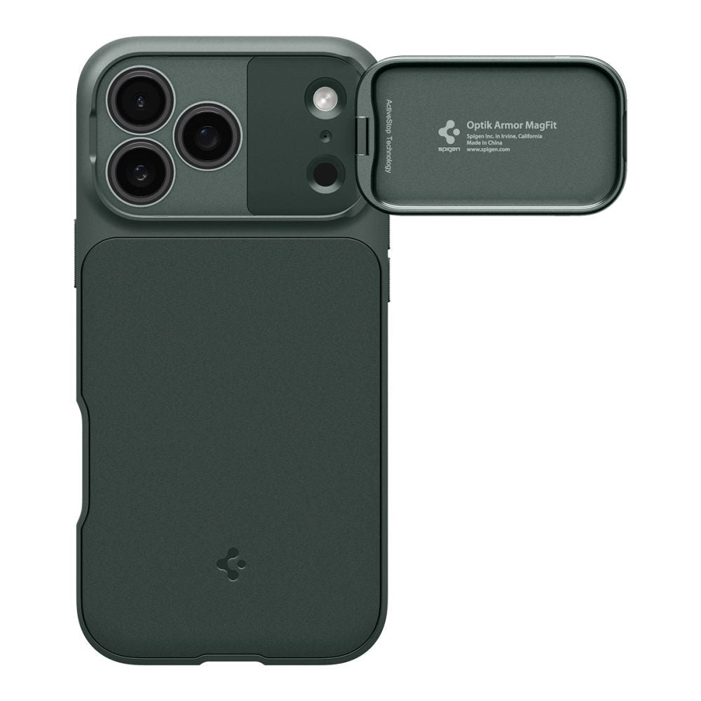Spigen iPhone 17 Pro Max - Θήκη Σιλικόνης με Κάλυμμα για την Κάμερα και MagSafe - Optik Armor Mag - Abyss Green