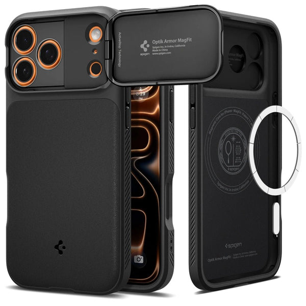 Spigen iPhone 17 Pro - Optik Armor Mag - Θήκη Σιλικόνης με Κάλυμμα για την Κάμερα και MagSafe - Black