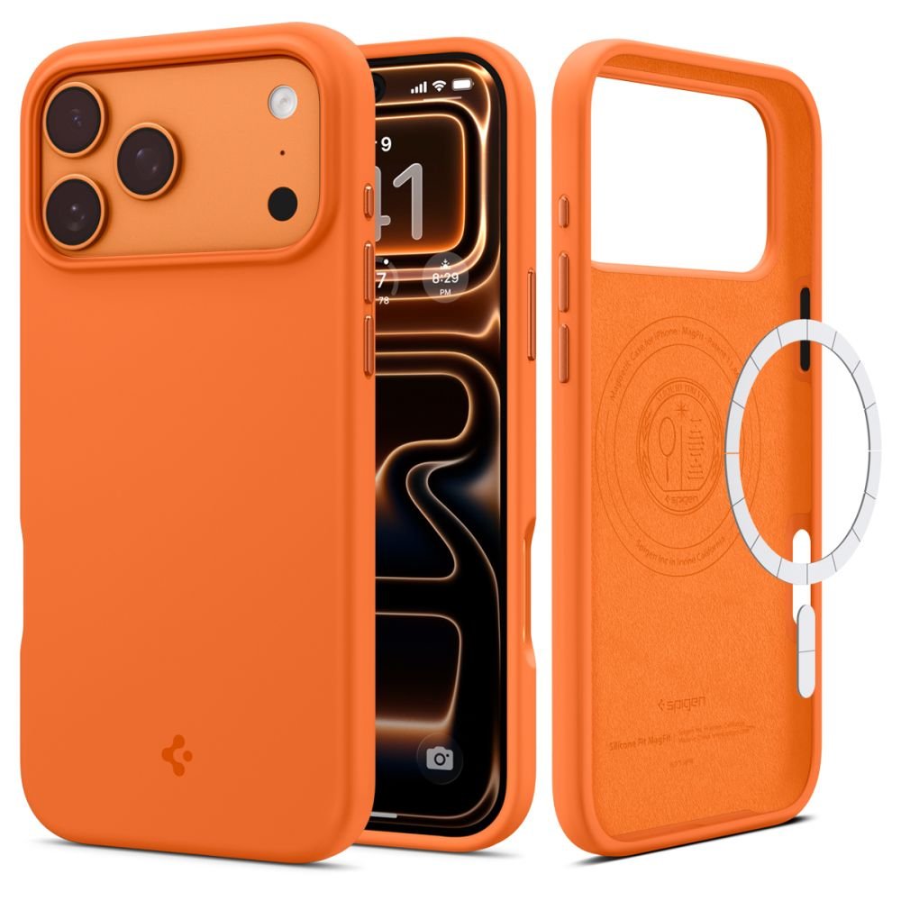 Spigen iPhone 17 Pro - Θήκη Σιλικόνης με MagSafe - Silicone Fit Mag - Cosmic Orange