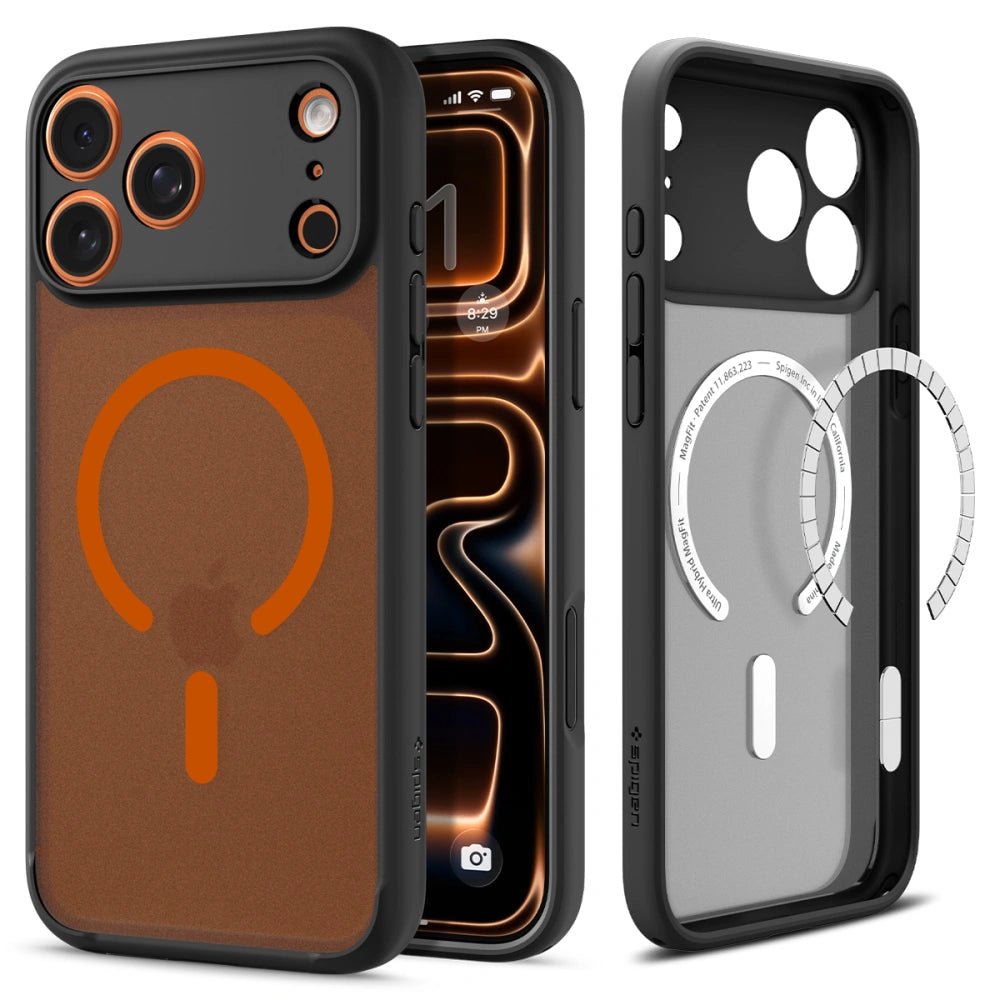 Spigen iPhone 17 Pro - Ultra Hybrid Mag - Σκληρή Θήκη με Πλαίσιο Σιλικόνης Και MagSafe - Frost Black / Orange