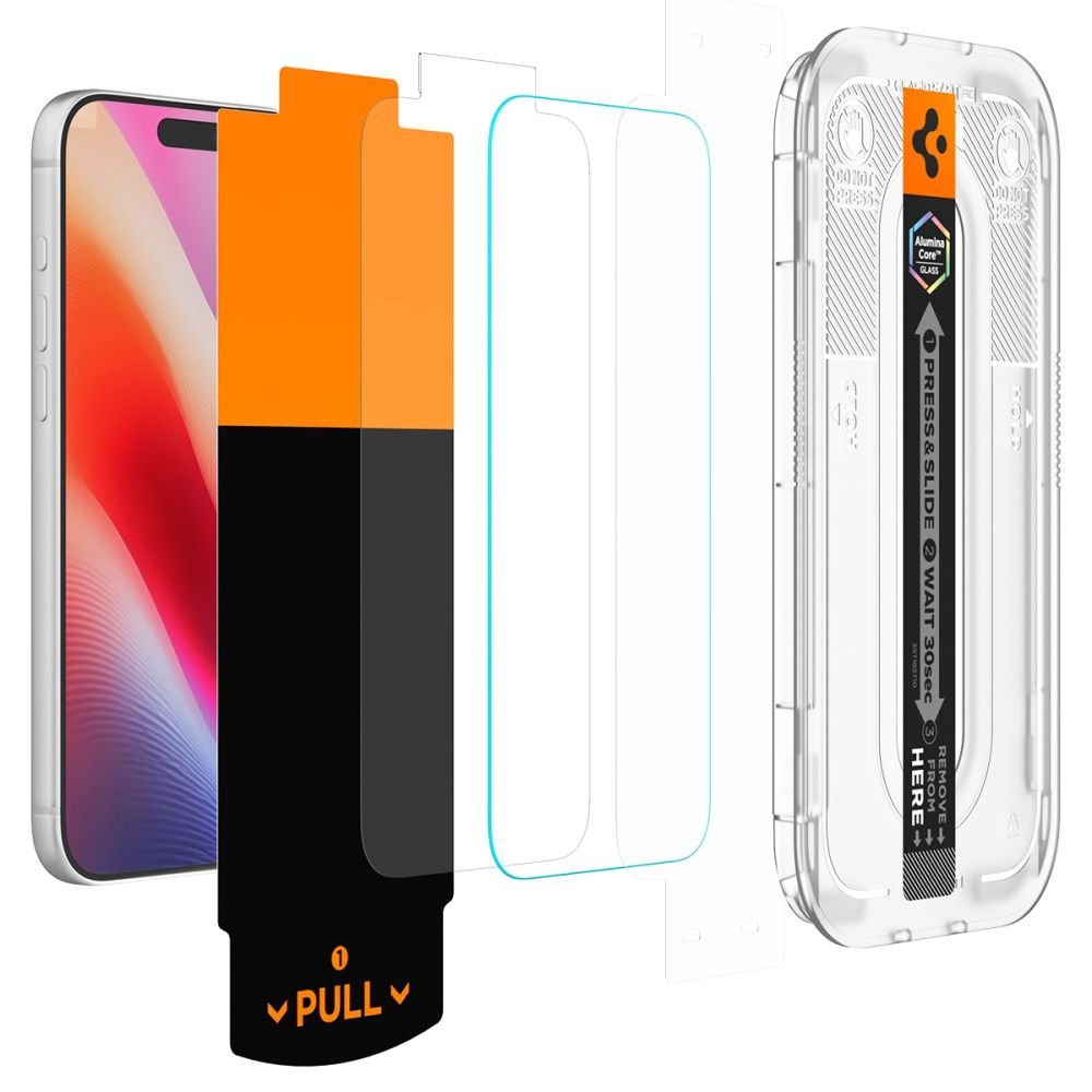 Spigen iPhone 18 Pro / iPhone 17 Pro / iPhone 17 / iPhone 16 Pro - Αντιχαρακτικό Γυαλί Οθόνης 10H - Glas.tR EZ Fit Pro AC HD - 2 Τεμάχια - Clear