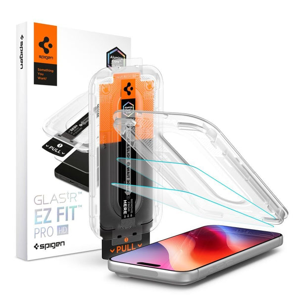 Spigen iPhone 18 Pro / iPhone 17 Pro / iPhone 17 / iPhone 16 Pro - Αντιχαρακτικό Γυαλί Οθόνης 10H - Glas.tR EZ Fit Pro AC HD - 2 Τεμάχια - Clear