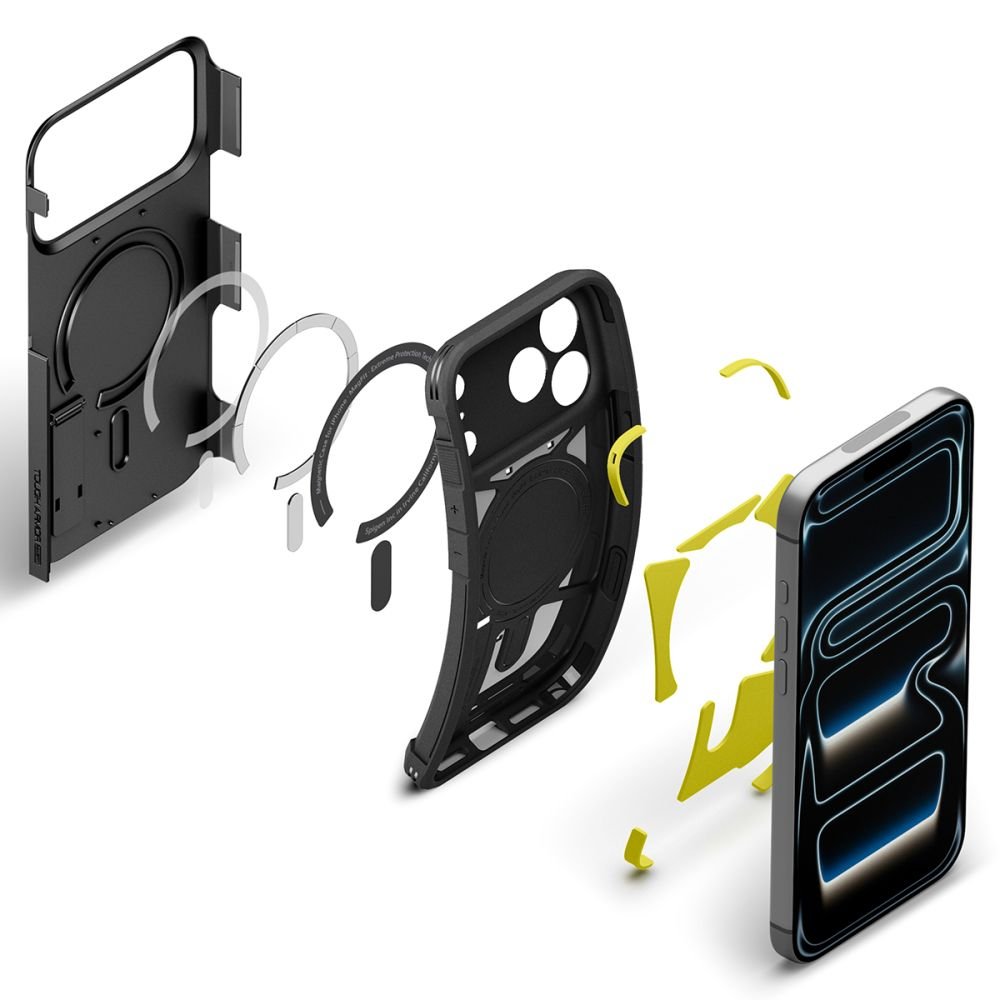 Spigen iPhone 18 Pro / iPhone 17 Pro - MagSafe Σκληρή Θήκη με Πλαίσιο Σιλικόνης και Σταντ - Tough Armor T Mag - Black