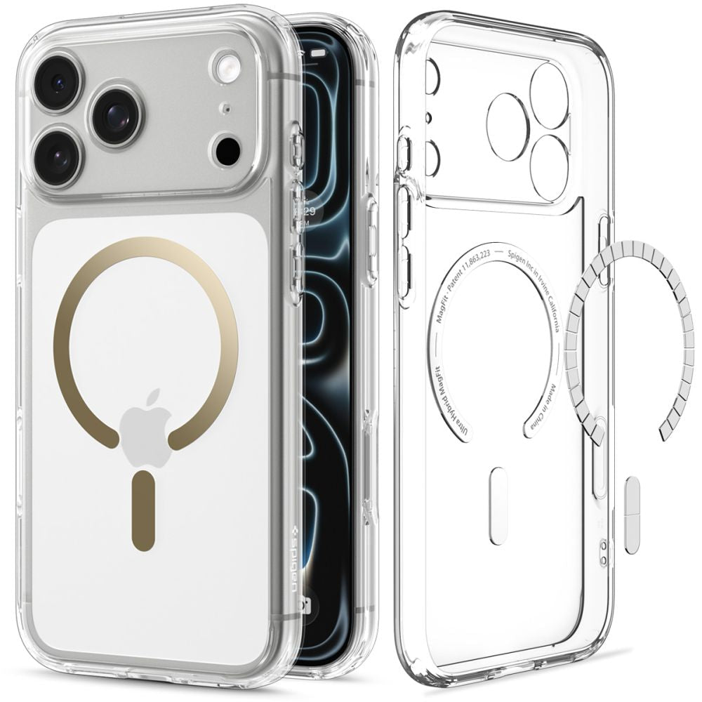 Spigen iPhone 18 Pro / iPhone 17 Pro - Σκληρή Θήκη με Πλαίσιο Σιλικόνης και MagSafe - Ultra Hybrid Mag - Clear / Gold