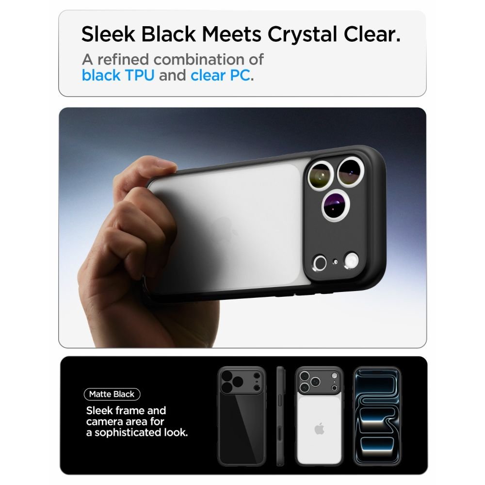 Spigen iPhone 18 Pro / iPhone 17 Pro - Σκληρή Θήκη με Πλαίσιο Σιλικόνης - Ultra Hybrid - Matte Black