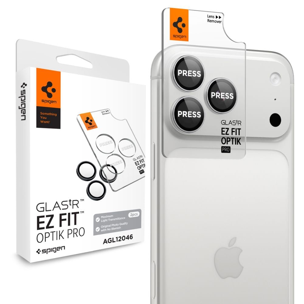 Spigen iPhone 18 Pro / iPhone 18 Pro Max - Αντιχαρακτικό Γυαλί για την Κάμερα - Optik Pro Glas.TR EZ Fit - 2 Τεμάχια - Silver