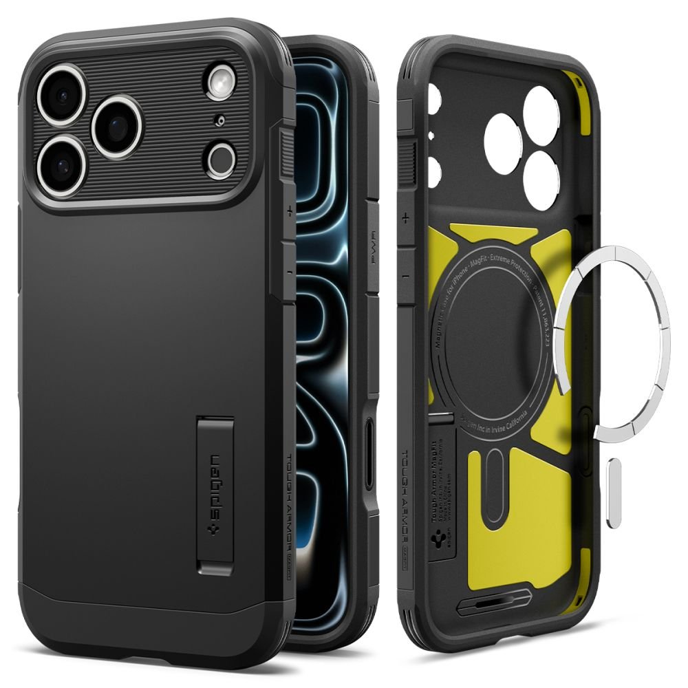 Spigen iPhone 18 Pro Max / iPhone 17 Pro Max - MagSafe Σκληρή Θήκη με Πλαίσιο Σιλικόνης και Σταντ - Tough Armor T Mag - Black