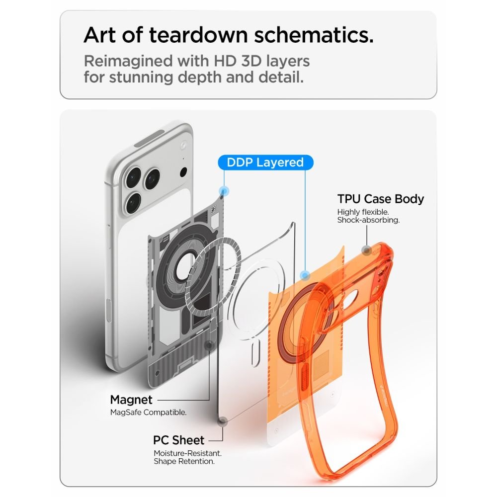 Spigen iPhone 18 Pro Max / iPhone 17 Pro Max - Σκληρή Θήκη με Πλαίσιο Σιλικόνης Και MagSafe - Ultra Hybrid Mag - C-One Tangerine