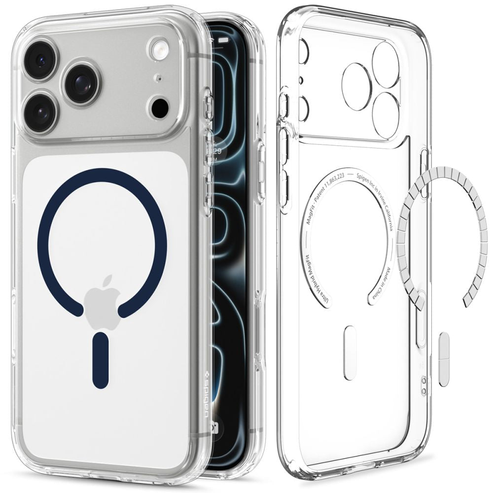 Spigen iPhone 18 Pro Max / iPhone 17 Pro Max - Σκληρή Θήκη με Πλαίσιο Σιλικόνης Και MagSafe - Ultra Hybrid Mag - Clear / Deep Blue