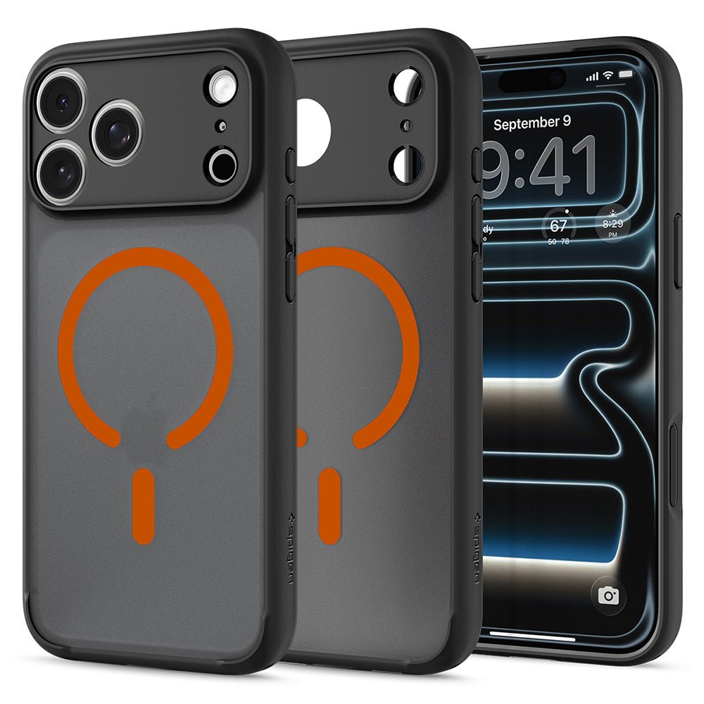 Spigen iPhone 18 Pro Max / iPhone 17 Pro Max - Σκληρή Θήκη με Πλαίσιο Σιλικόνης και MagSafe - Ultra Hybrid Mag - Frost Black / Orange