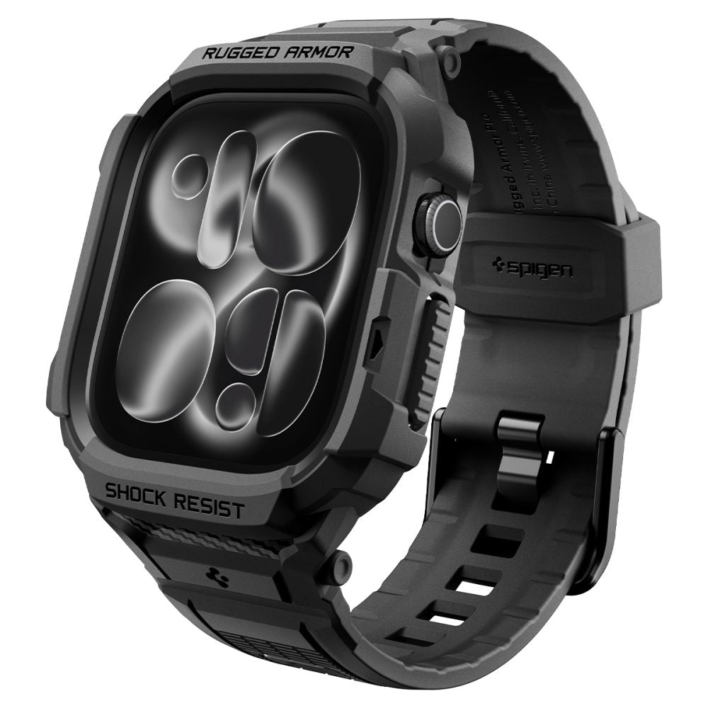 Spigen Λουράκι Apple Watch 12 - 46mm με Θήκη Προστασίας - Rugged Armor Pro - Matte Black